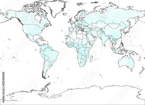 Vector sketch illustration of detailed design of world topographic map