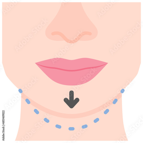 Chin surgery icon. Flat design. For presentation, graphic design, mobile application.