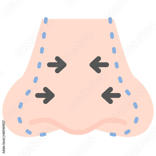 Nose surgery icon. Flat design. For presentation, graphic design, mobile application.