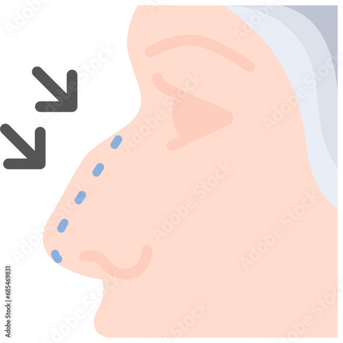 Nose surgery icon. Flat design. For presentation, graphic design, mobile application.