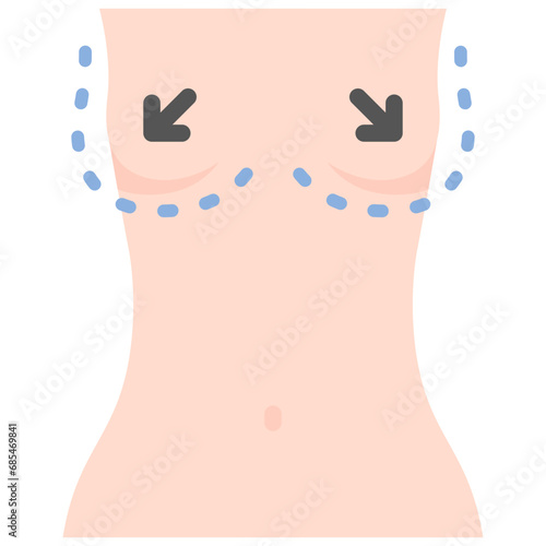 Breast augmentation icon. Flat design. For presentation, graphic design, mobile application.
