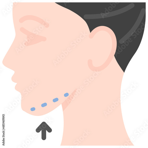 Chin liposuction icon. Flat design. For presentation, graphic design, mobile application.