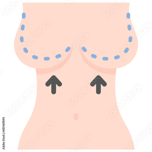 Breast reduction icon. Flat design. For presentation, graphic design, mobile application.
