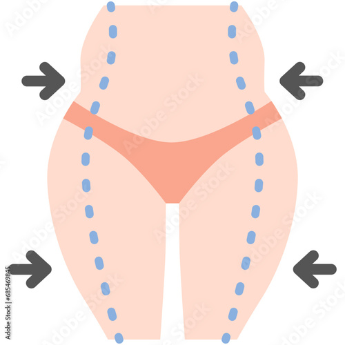 Slim liposuction icon. Flat design. For presentation, graphic design, mobile application.
