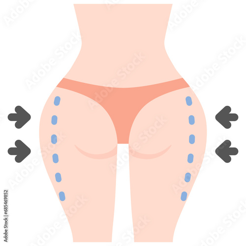 Hip liposuction icon. Flat design. For presentation, graphic design, mobile application.