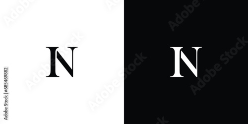 Abstract letter NI or IN logo in black and white color