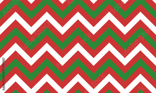 Christmas zigzag chevron with red green and white geometric shape. Vector Repeating Texture.