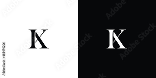 Abstract Alphabet IX or XI monogram logo in black and white color