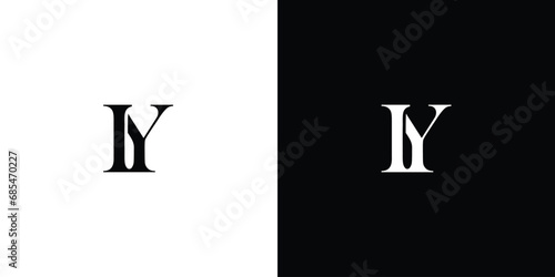 Abstract YI or IY Alphabets Letters Logo Monogram in black and white color photo