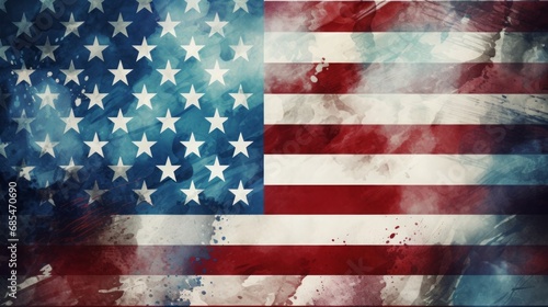 Grunge United States flag illustration background, 16:9