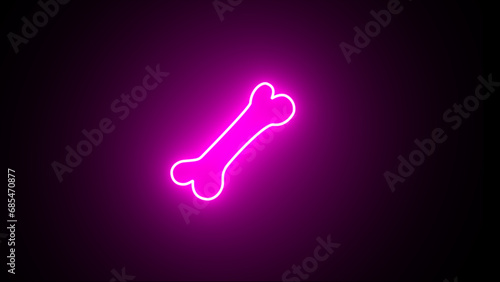 Dog bone neon icon. Glowing neon line Dog bone icon. Neon bone icon illustration. Glowing neon line Dog bone icon isolated on black background. Pets food symbol. photo