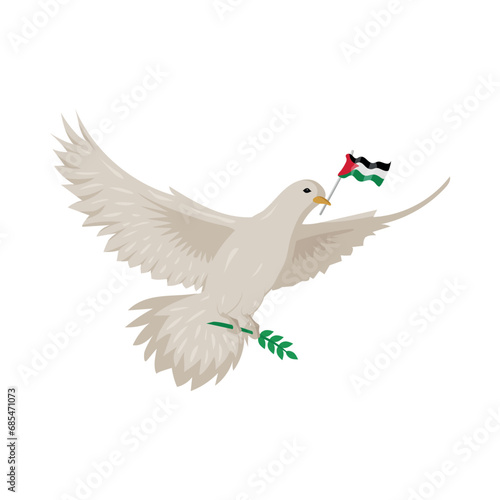 palestine peace dove with flag illustration