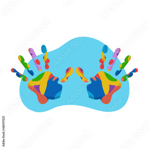 autism colored hands
