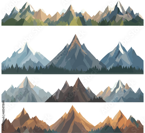 Mountain vector illustration landscape mature silhouette element outdoor icon snow ice tops and decorative isolated camping travel climbing or hiking mountain geology