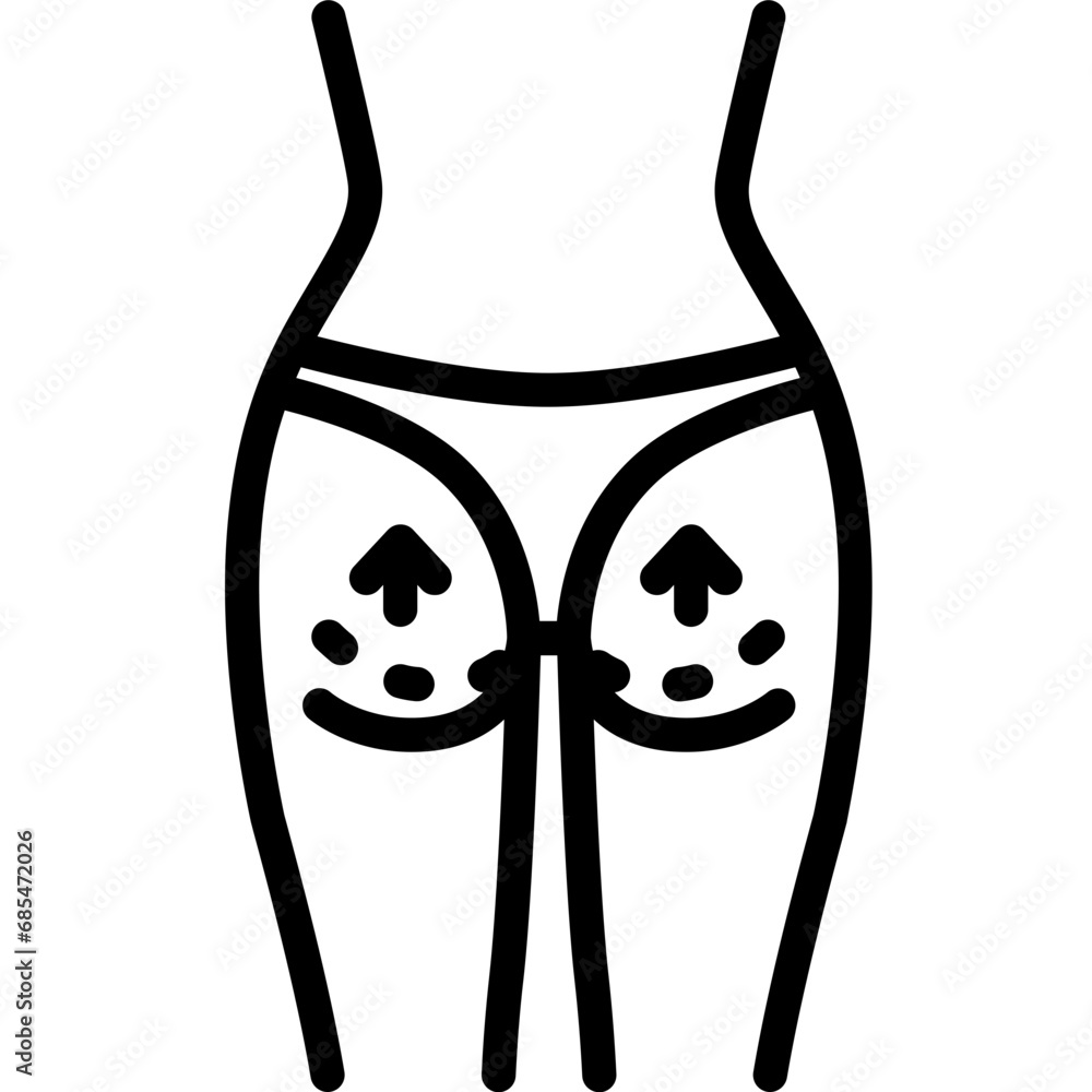 Buttocks liposuction icon. Outline design. For presentation, graphic design, mobile application.