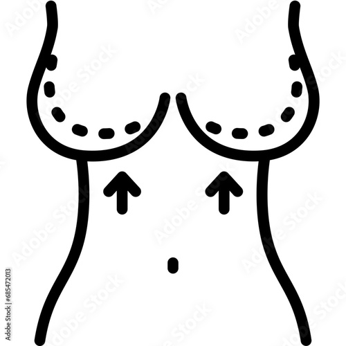 Breast reduction icon. Outline design. For presentation, graphic design, mobile application.