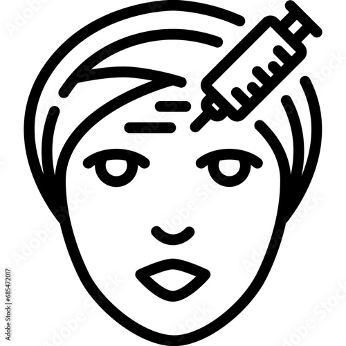 Botox injection icon. Outline design. For presentation, graphic design, mobile application.