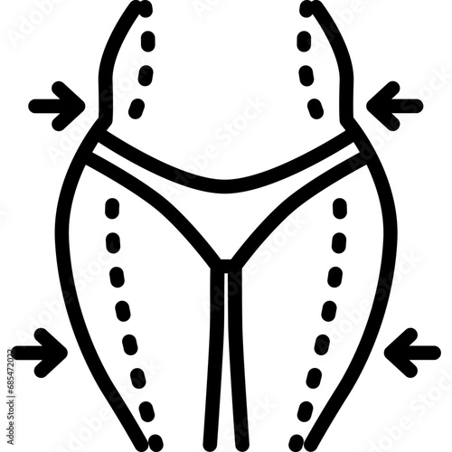 Slim liposuction icon. Outline design. For presentation, graphic design, mobile application.
