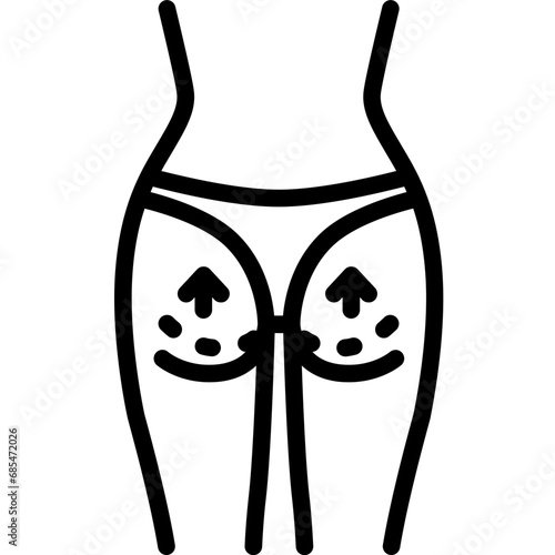 Buttocks liposuction icon. Outline design. For presentation, graphic design, mobile application.