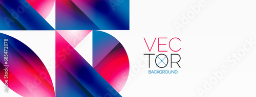 Serene gradient template. Circles and triangles mingle in minimalist perfection. Gentle fusion of forms and hues creates balanced yet captivating backdrop, embodying modern sophistication