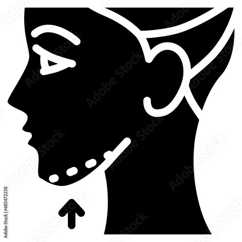 Chin liposuction icon. Solid design. For presentation, graphic design, mobile application.