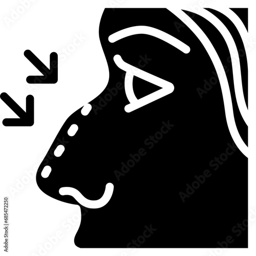 Nose surgery icon. Solid design. For presentation, graphic design, mobile application.