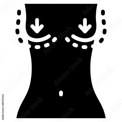 Breast augmentation icon. Solid design. For presentation, graphic design, mobile application.