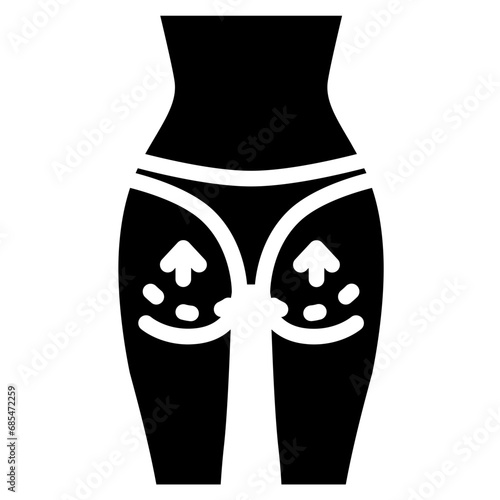 Buttocks liposuction icon. Solid design. For presentation, graphic design, mobile application.