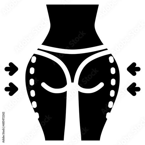 Hip liposuction icon. Solid design. For presentation, graphic design, mobile application.