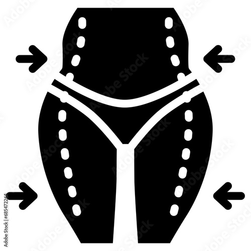 Slim liposuction icon. Solid design. For presentation, graphic design, mobile application.