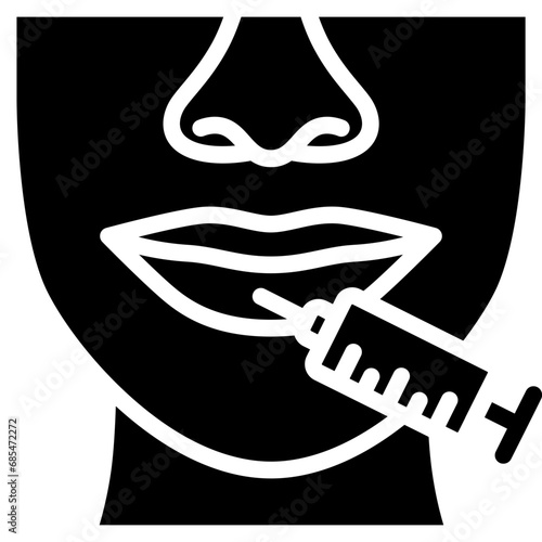 Lips fillers icon. Solid design. For presentation, graphic design, mobile application.