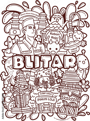 Blitar City  Indonesian Doodle art.