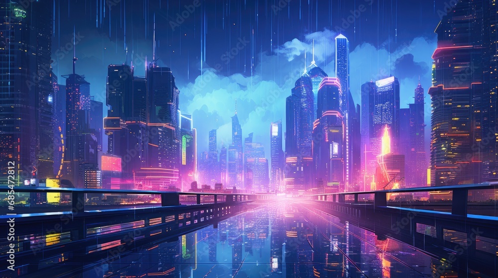 Neon Dreams: A Glimpse into the Dazzling Futuristic Cityscape of a Cyberpunk Metropolis