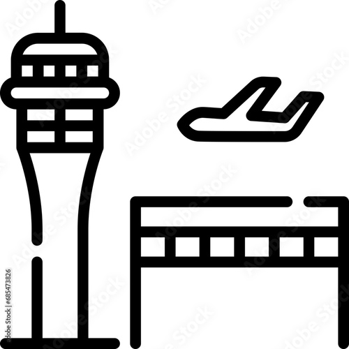 Air traffic control tower icon. Outline design. For presentation, graphic design, mobile application.