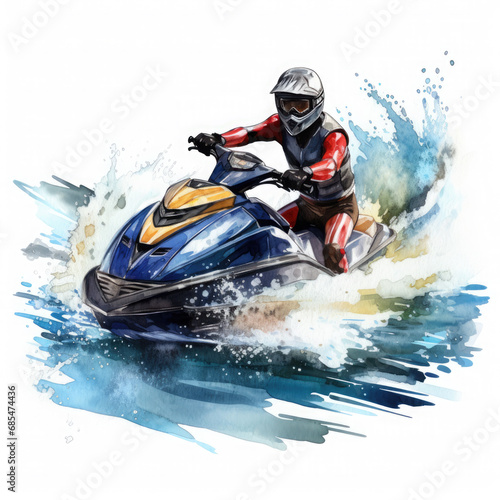 Jet skiing Illustration, Generative Ai