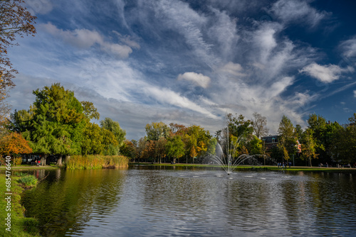 Fountain in Park Pond