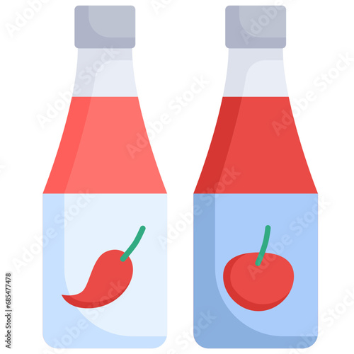 Chili sauce and Ketchup icon. Flat design. For presentation, graphic design, mobile application.