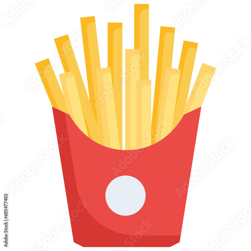 French fried icon. Flat design. For presentation, graphic design, mobile application.