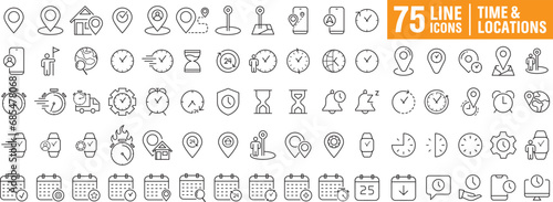Set of Time & Locations Line Icons