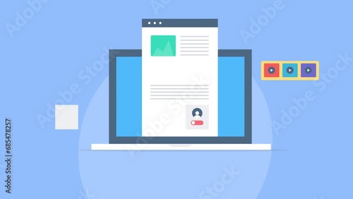 Web design management software application technology, website builder user interface change layout conceptual video animation concept.