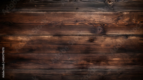 Dark old wooden table texture background top view. Generative AI.
