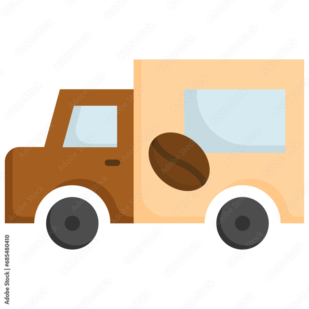 Coffee truck icon. Flat design. For presentation, graphic design, mobile application. Coffee truck icon. Flat design. For presentation, graphic design, mobile application.