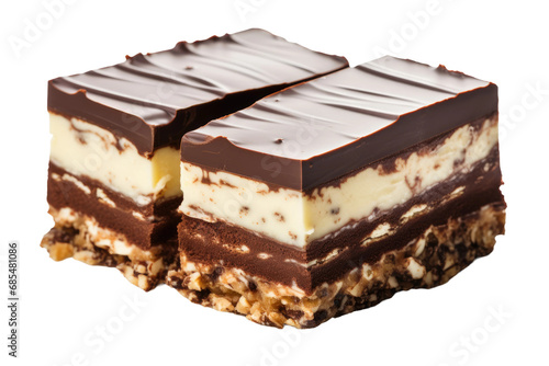 Gourmet Delight  Embracing the Flavor of Nanaimo Bars Isolated on Transparent Background