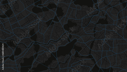 Vibrant abstract map with unique lines. Background map, streets. Huge city top view. Streets and blocks, route for movement on streets. Screen with street roads, location. Vector illustration