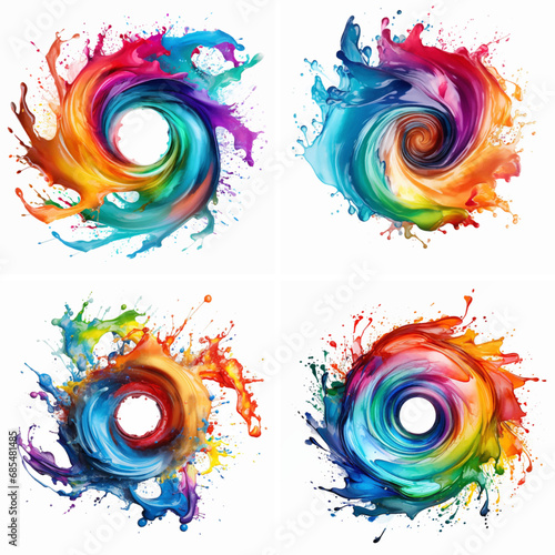 abstract blue art circle design vector paint illustration ink rainbow pattern colorful red 