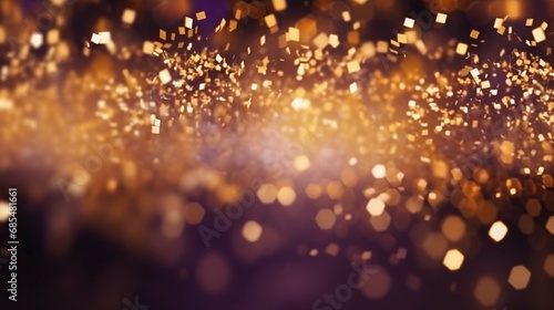 Gold and dark violet Fireworks and bokeh in NewYears photo