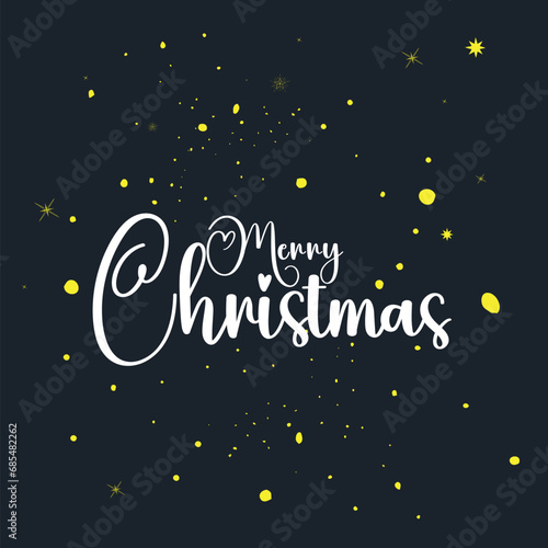 Merry Christmas,unique hand drawn typographic poster on dark blue background for cards, wallpaper, posters, banners,.Xmas desig.eps