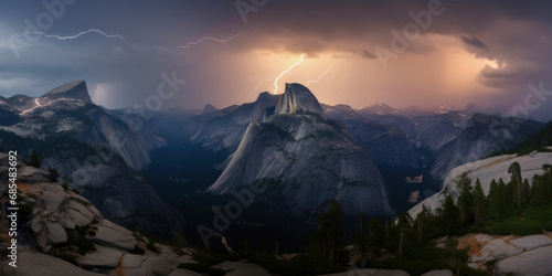 Extreme weather conditions with thunderstorm and lightnings