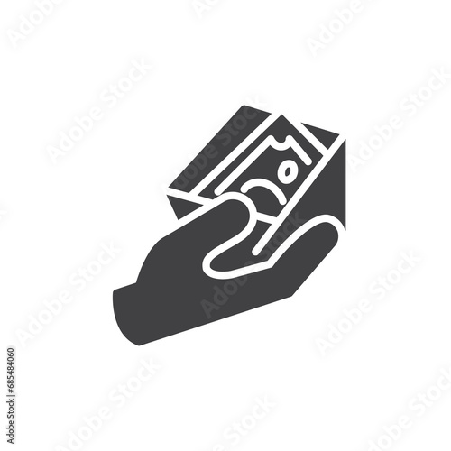 Hand holding money envelope vector icon
