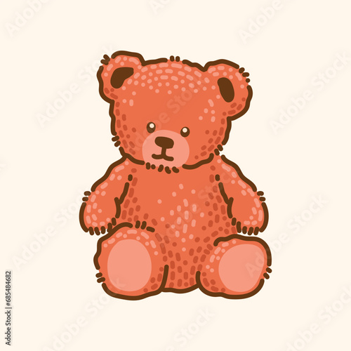 Teddy Bear hand drawing cartoon style, cute and funny vector image